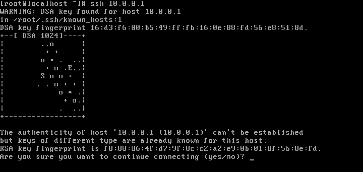 Prompt will be: ssh ‘HOSTNAME’. The authenticity of host 'HOSTNAME (XXX.XXX.XXX.XXX)' can't be established. RSA key fingerprint is XX:XX:XX:XX:XX:XX:XX:XX:XX:XX:XX:XX:XX:XX:XX:XX. Are you sure you want to continue connecting (yes/no)?