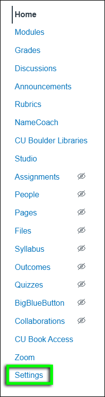 In the left-hand course menu, go to the bottom and select 