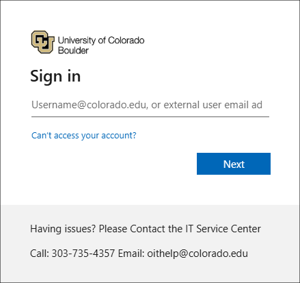 Log in to your CU Boulder OneDrive account.