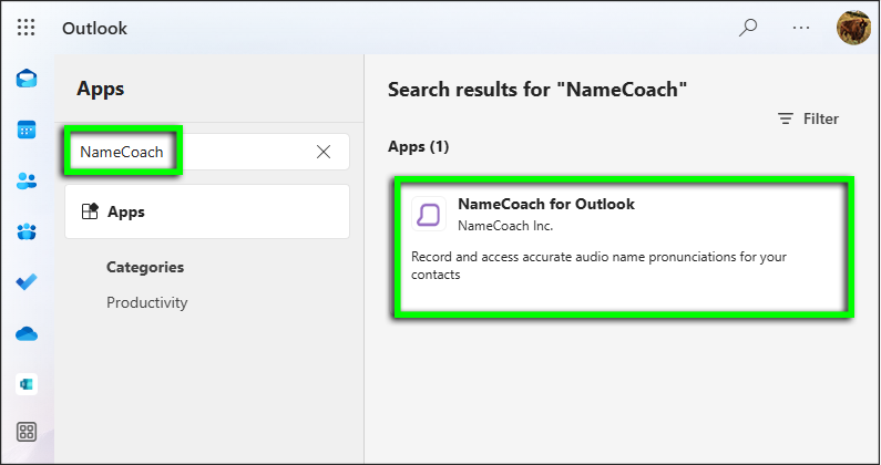 Search for NameCoach, then click to open 