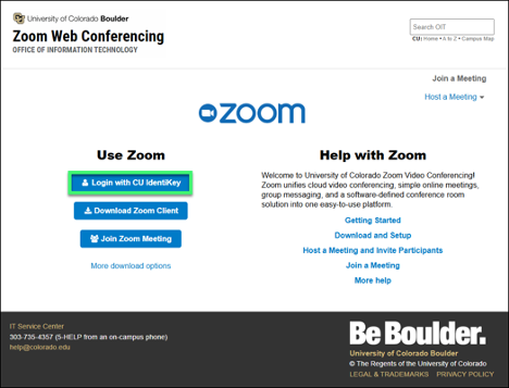 Log into Zoom with your IdentiKey credentials