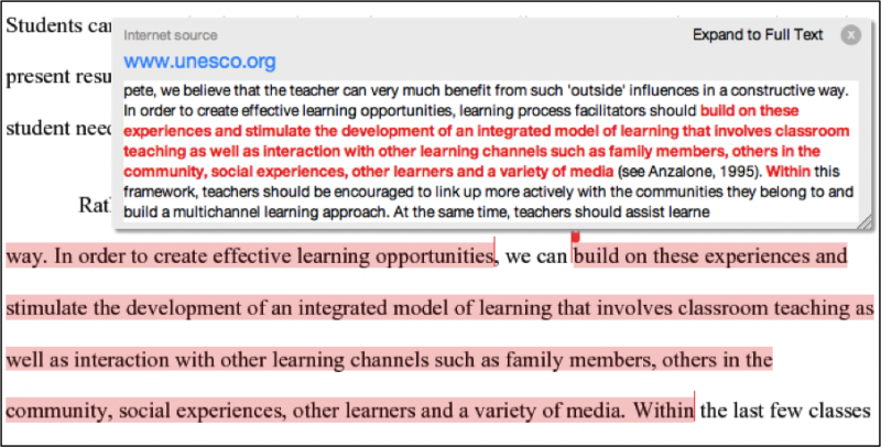 How do instructors check for plagiarism percentage