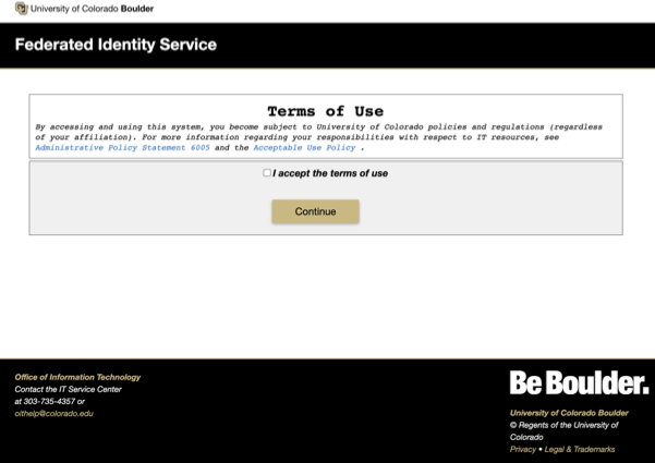 New Federated identity terms of use screenshot