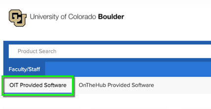 Select OIT Provided Software when logged into OnTheHub