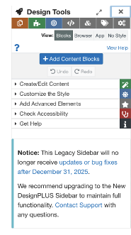 screenshot of legacy sidebar