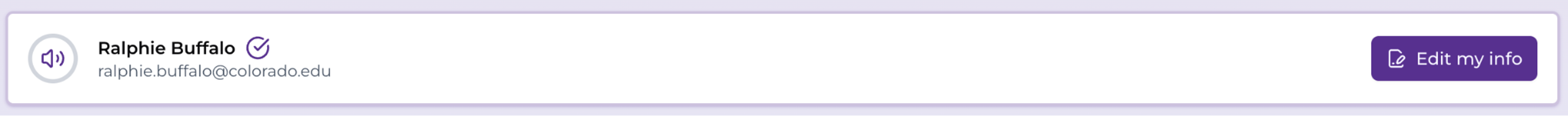 Edit my info is to the right of the speaker icon and username/ email.
