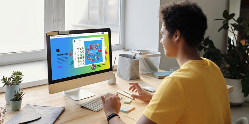 Someone using Adobe Express.