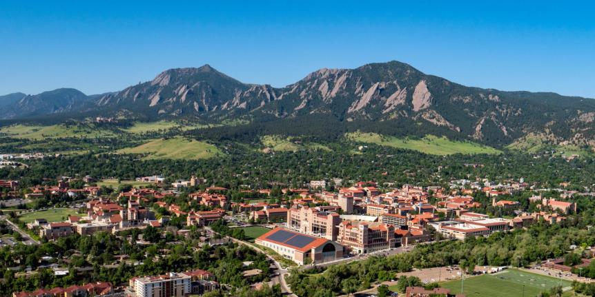 CU Boulder campus aerial view