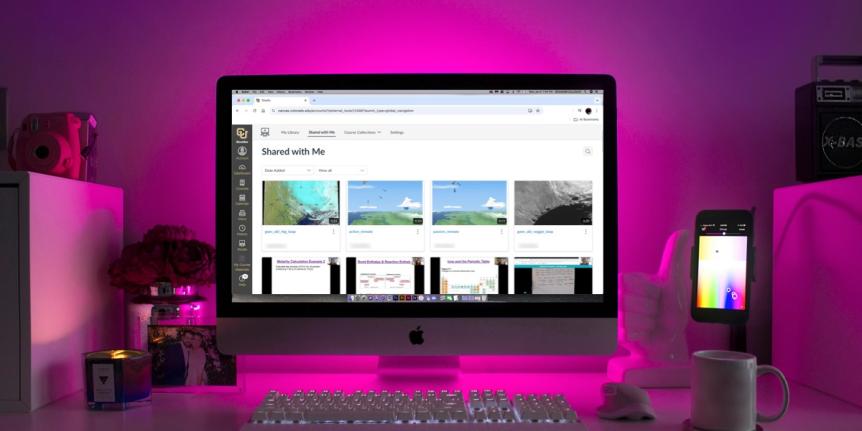 Computer desktop displaying shared videos in the Canvas Studio integration within the user's Canvas account. 