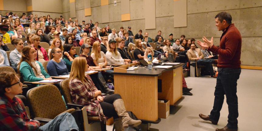 Lecture hall with students