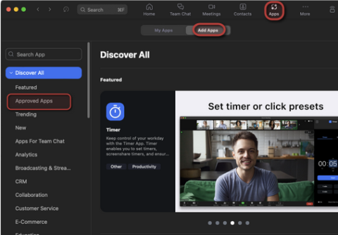 Zoom Approved Apps screenshot