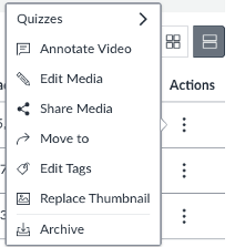 Screenshot from Canvas Studio showing Archive menu