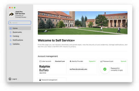 Self service home page