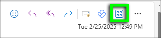 In Outlook for the web, open an email and then click the Apps icon in the message's action bar.