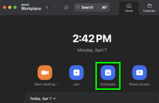 Select Schedule button