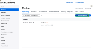 Click Schedule a meeting