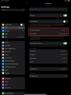 iPadOS 18 Private Wi-Fi Address settings