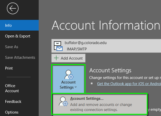 gmail account settings for outlook 2016 october 2019