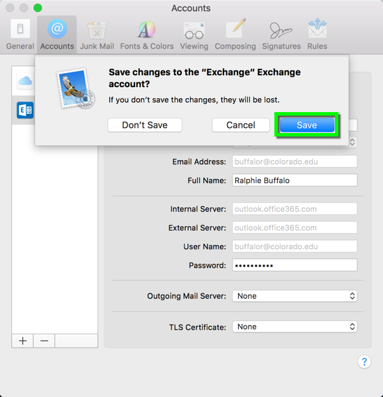 exchange server address for mac mail