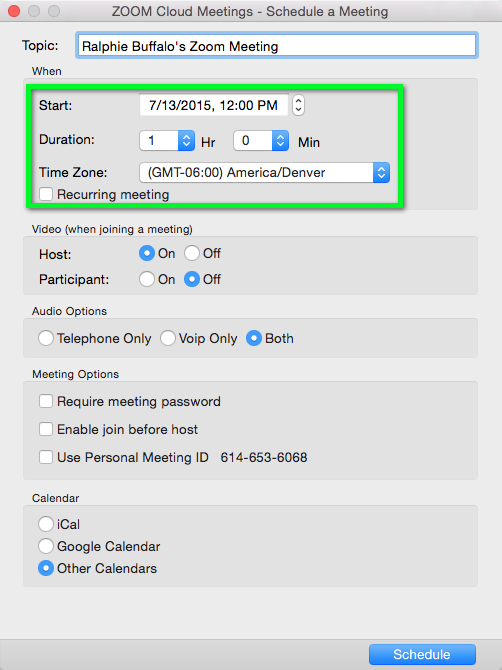 create a zoom meeting