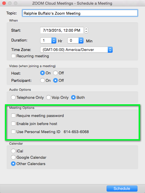 zoom room event not sending meeting id