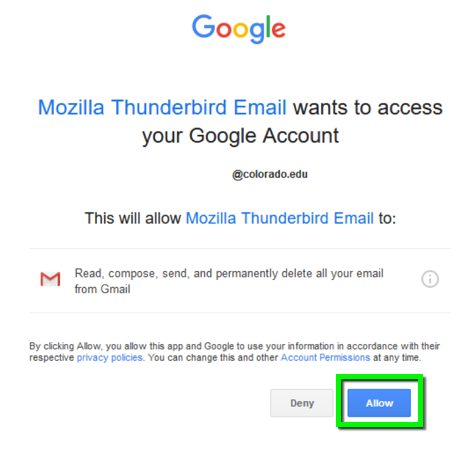 configure thunderbird for gmail