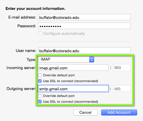 configure mac mail for gmail imap