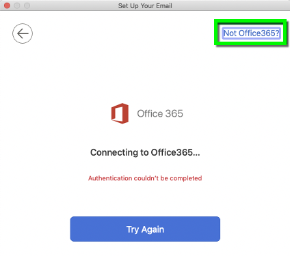 ms office 365 autentication failed for gmail on mac