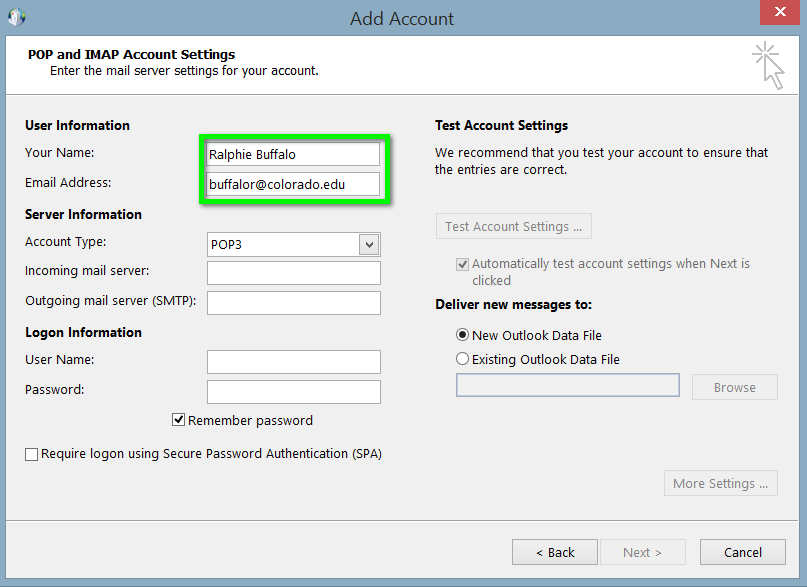 gmail email account settings for outlook 2007