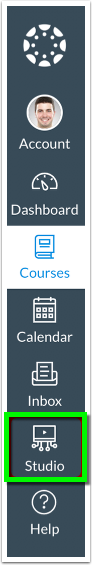 Click on the Canvas Studio link at the bottom of the Global Navigation Bar to access Canvas Studio.